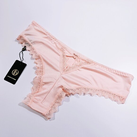 House of Desire Vera Microfiber Lace Heart Charm Cheeky Panty, Pearl Blush, Sz L - Picture 7 of 10